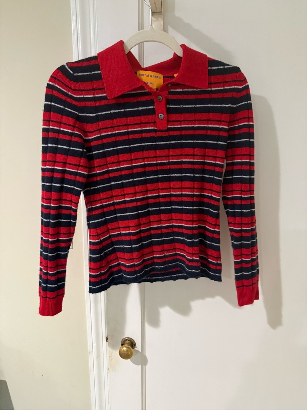 Guest in residence Red and Navy cashmere Striped Polo Sweater - Women's - Picture 2 of 2